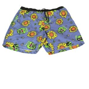 SHREK Neff Swim Trunks Men LARGE PURPLE YELLOW Floral Shorts NWT (683)